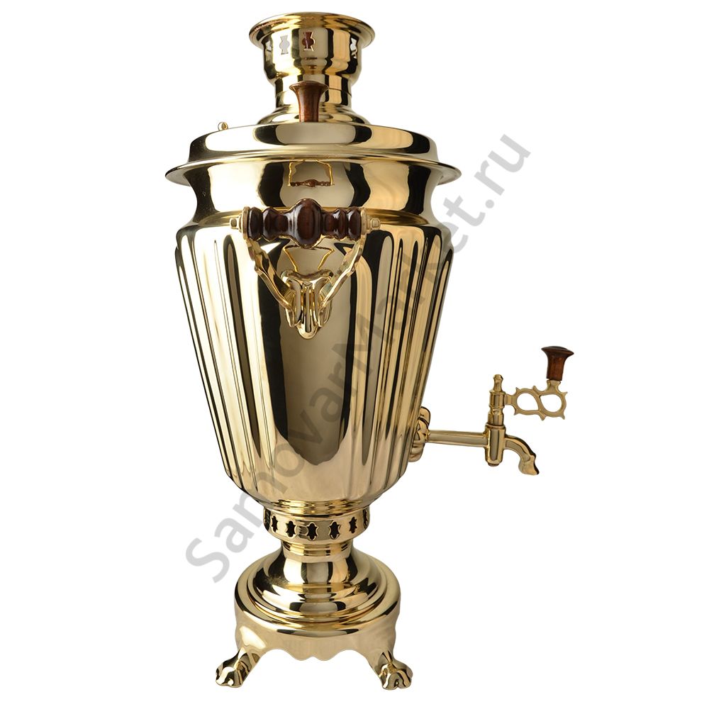 Самовар на дровах 7 литров формы «Рюмка гранная», золотой, категория «Люкс» Самовар на дровах 7 литров формы «Рюмка гранная», золотой, категория «Люкс»