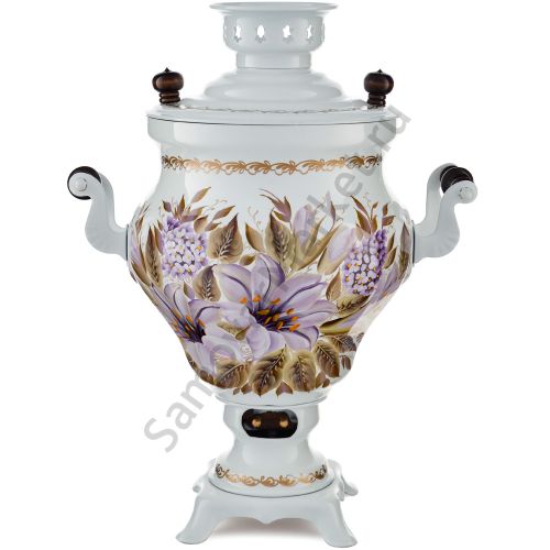 Самовар электрический 3 литра с художественной росписью «Лилии на белом» формы «Тюльпан» 