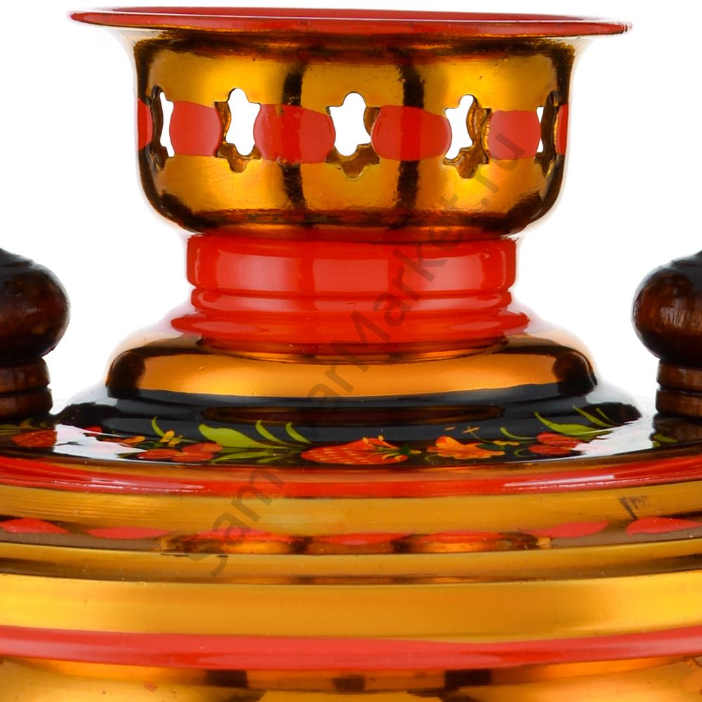 Самовар электрический 3 литра с художественной росписью «Хохлома с ягодами в зелени» формы «Рюмка» Самовар электрический 3 литра с художественной росписью «Хохлома с ягодами в зелени» формы «Рюмка»