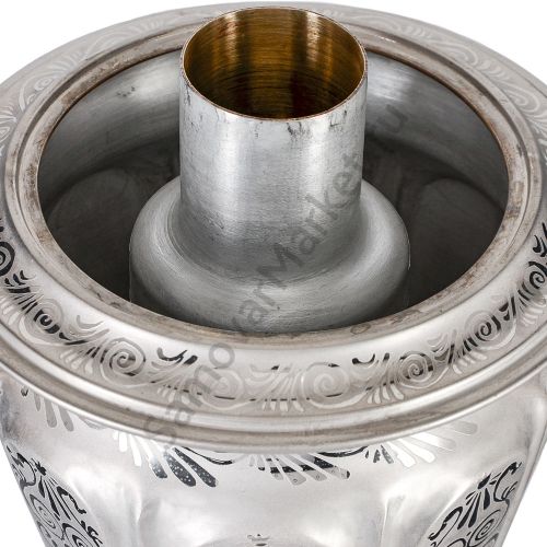 Самовар антикварный комбинированн 4л. формы «Рюмка гранная»Кольчугино,с трубой, травление по никелю