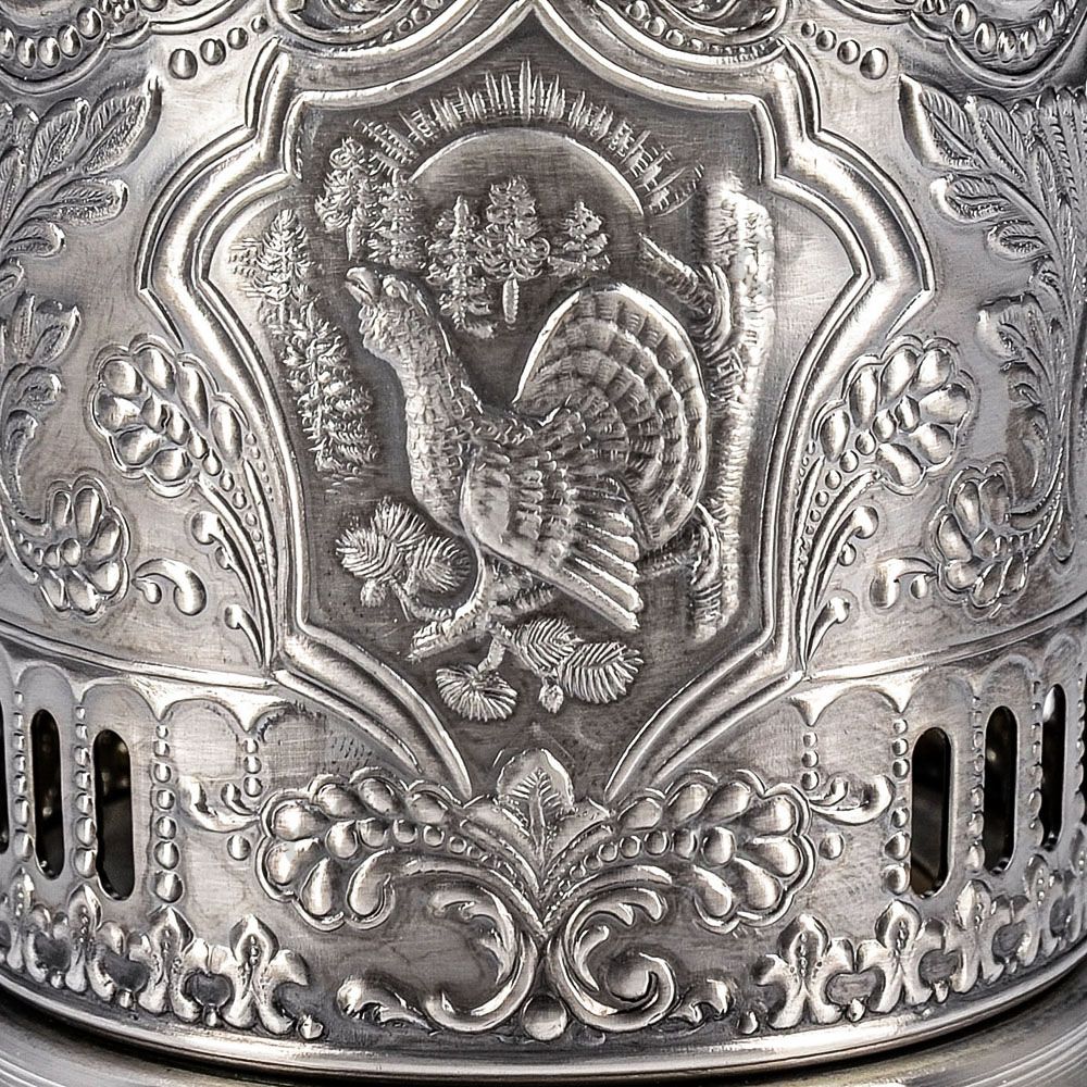 Подстаканник никелированный с чернью «Глухарь» Подстаканник никелированный с чернью «Глухарь»