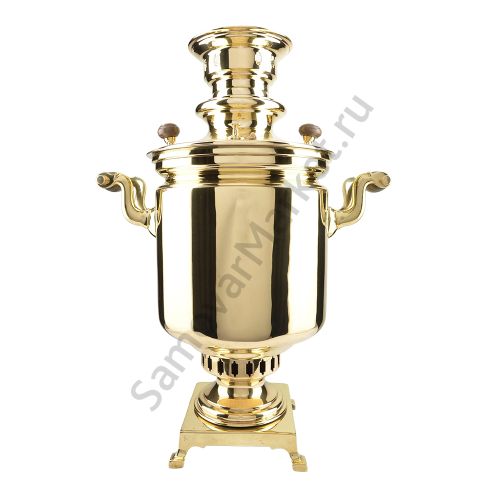 Самовар антикварный на дровах 5 литров формы «Банка» Баташева с медалями, золотой