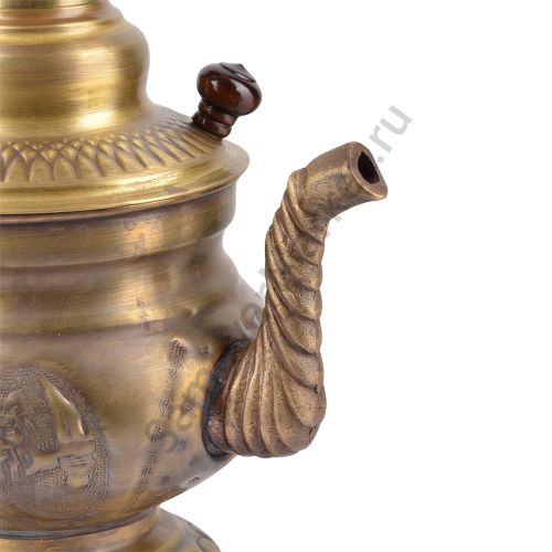 Самовар-чайник на дровах 1,5 литра, с ручкой в виде «Оленя», патинированная латунь