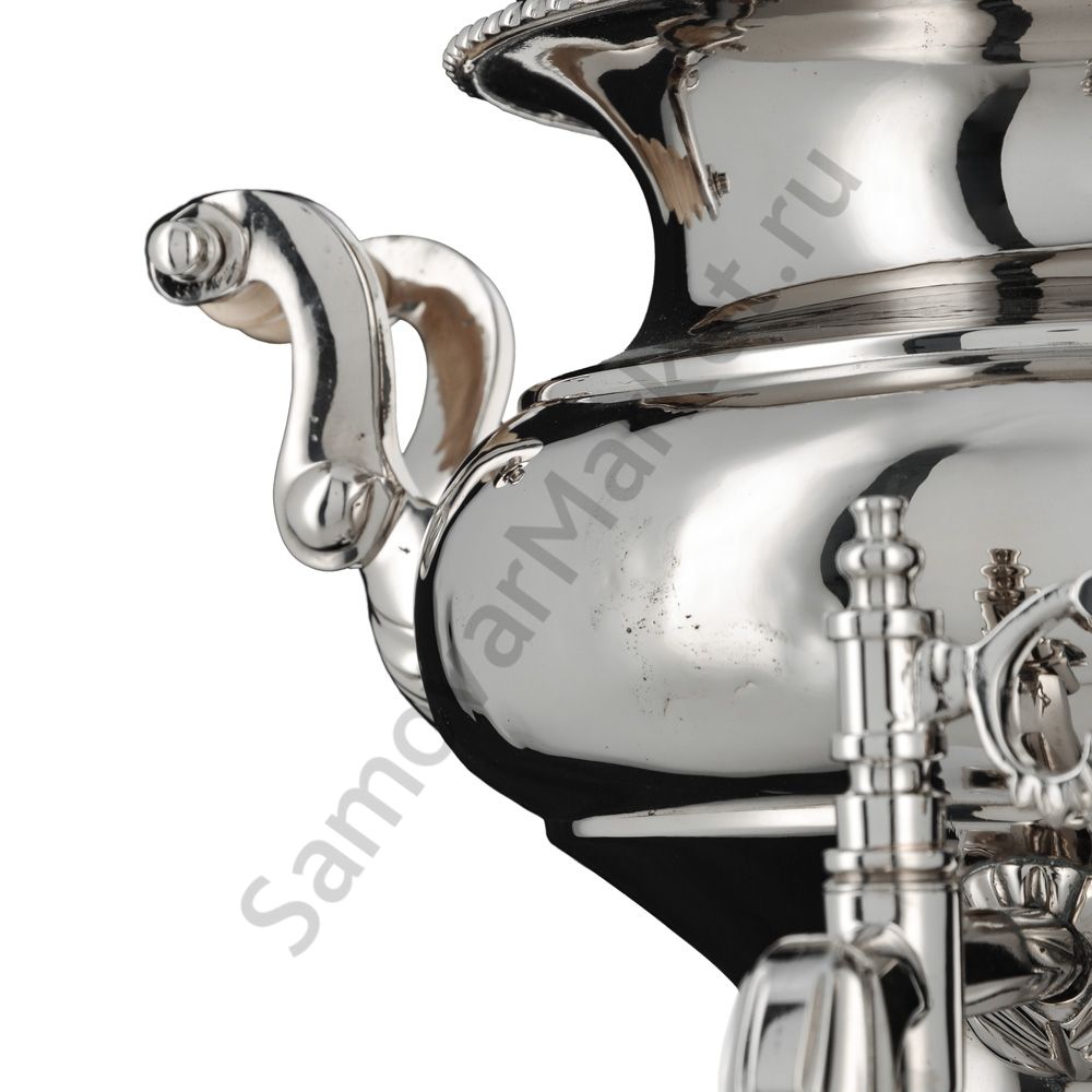Самовар антикварный на дровах 6 литров формы «Репка» И.Ф. Капырзина, серебристый Самовар антикварный на дровах 6 литров формы «Репка» И.Ф. Капырзина, серебристый
