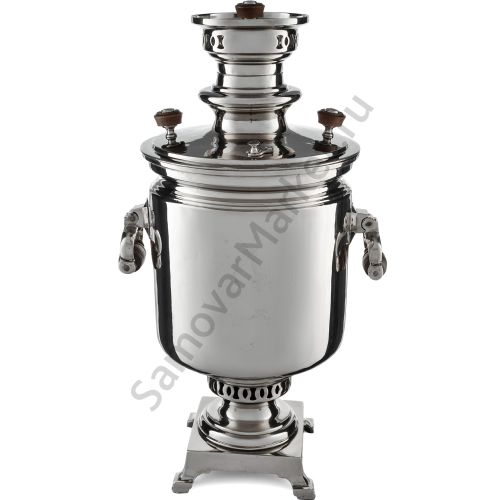 Самовар антикварный на дровах 7,5 литров формы «Банка» Н.И. Баташева с медалями, серебристый 