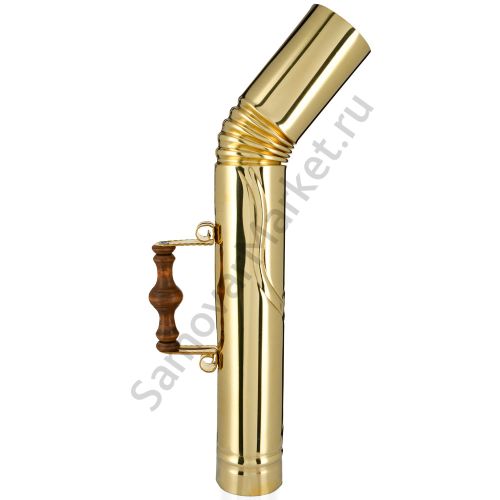 Труба для самовара золотая с состаренной деревянной ручкой в ассортименте 