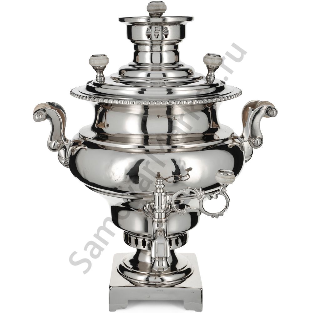 Самовар антикварный на дровах 6 литров формы «Репка» И.Ф. Капырзина, серебристый Самовар антикварный на дровах 6 литров формы «Репка» И.Ф. Капырзина, серебристый