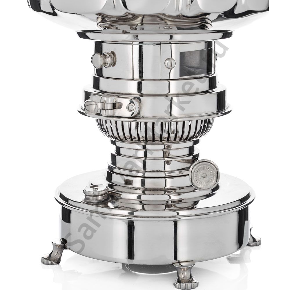 Самовар антикварный жаровой на керосине 7 литра формы «Фонарь» Б.Г. Тейле, серебристый  Самовар антикварный жаровой на керосине 7 литра формы «Фонарь» Б.Г. Тейле, серебристый