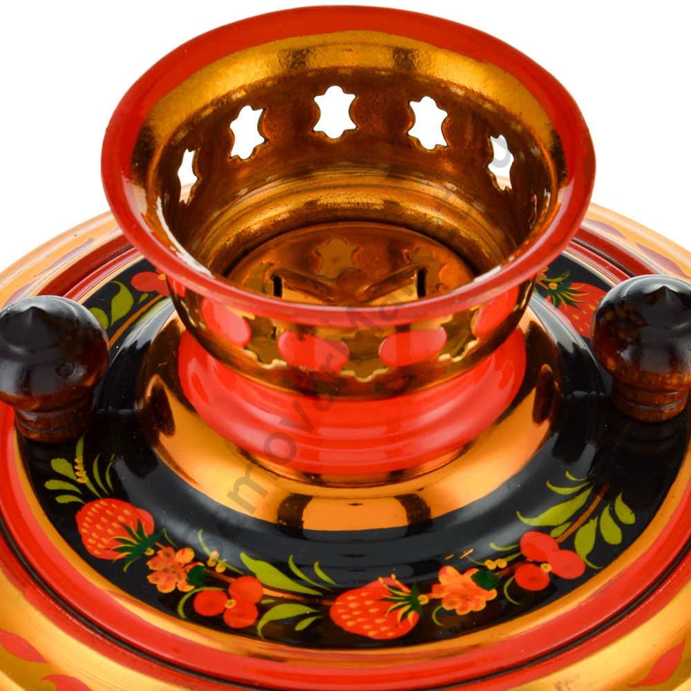 Самовар электрический 3 литра с художественной росписью «Хохлома с ягодами в зелени» формы «Рюмка» Самовар электрический 3 литра с художественной росписью «Хохлома с ягодами в зелени» формы «Рюмка»