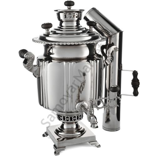 Самовар антикварный комбинированный 5,5 литров формы «Фонарь» Бр. Шемариных, с трубой, серебристый 