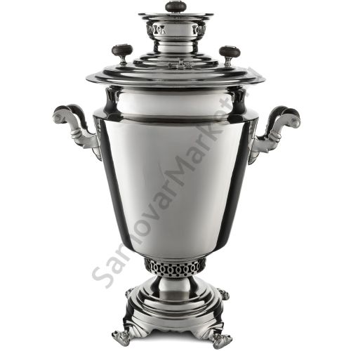 Самовар антикварный на дровах 8,5 литра формы «Рюмка фужерная» с медалями, серебристый 