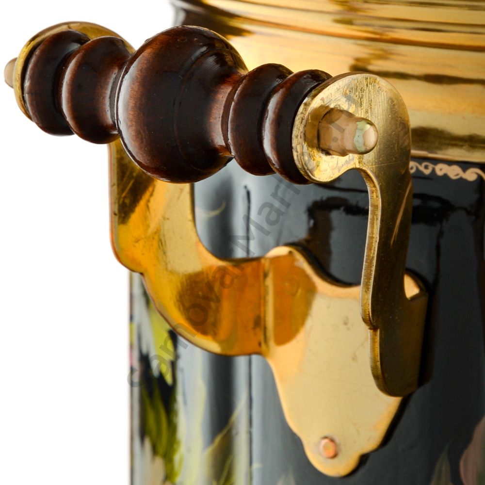 Самовар электрический 10 л. с художественной росписью «Ромашки с клевером на чёрном» формы «Банка» Самовар электрический 10 л. с художественной росписью «Ромашки с клевером на чёрном» формы «Банка»