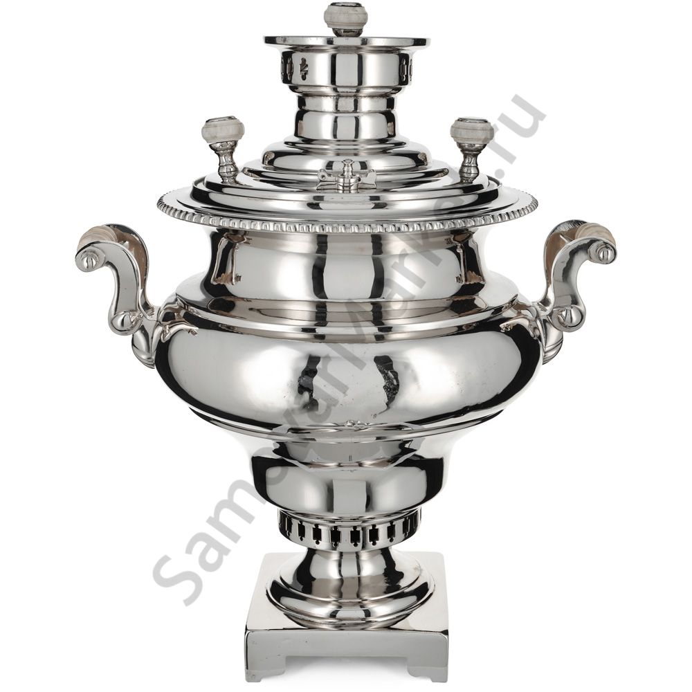 Самовар антикварный на дровах 6 литров формы «Репка» И.Ф. Капырзина, серебристый Самовар антикварный на дровах 6 литров формы «Репка» И.Ф. Капырзина, серебристый