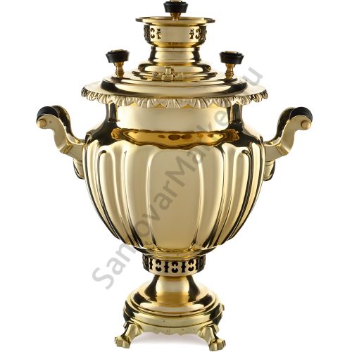 Самовар антикварный на дровах 6,5 литров формы «Ваза дольная», ТПЗ, золотистый