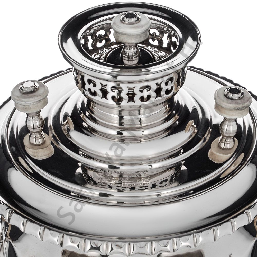 Самовар антикварный жаровой на керосине 7 литра формы «Фонарь» Б.Г. Тейле, серебристый  Самовар антикварный жаровой на керосине 7 литра формы «Фонарь» Б.Г. Тейле, серебристый