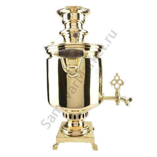 Самовар антикварный на дровах 5 литров формы «Банка» Баташева с медалями, золотой