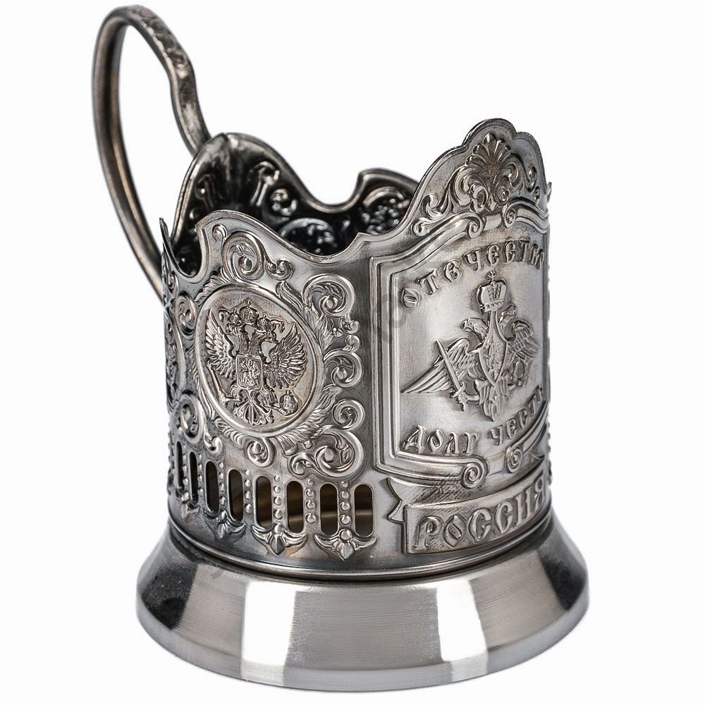 Подстаканник никелированный с чернью «Отечество, Долг, Честь» Подстаканник никелированный с чернью «Отечество, Долг, Честь»