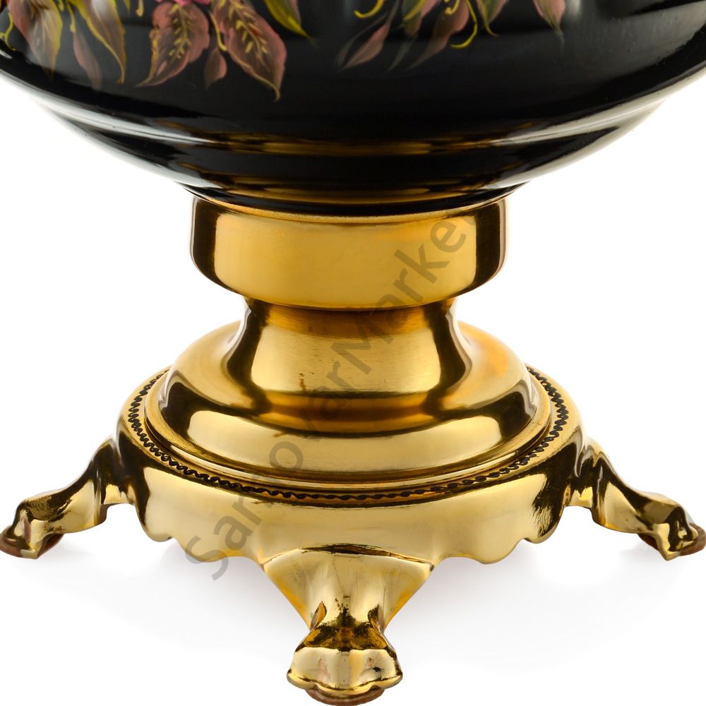 Самовар электрический 10 л. с художественной росписью «Ромашки с клевером на чёрном» формы «Банка» Самовар электрический 10 л. с художественной росписью «Ромашки с клевером на чёрном» формы «Банка»