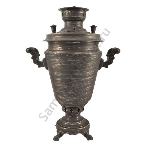 Самовар на дровах 5 литров формы «Рюмка», золотые нити в патине, категория «Эксклюзив»