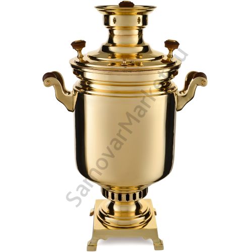 Самовар антикварный на дровах 7 литров формы «Банка» Н.И. Баташева с медалями, золотистый