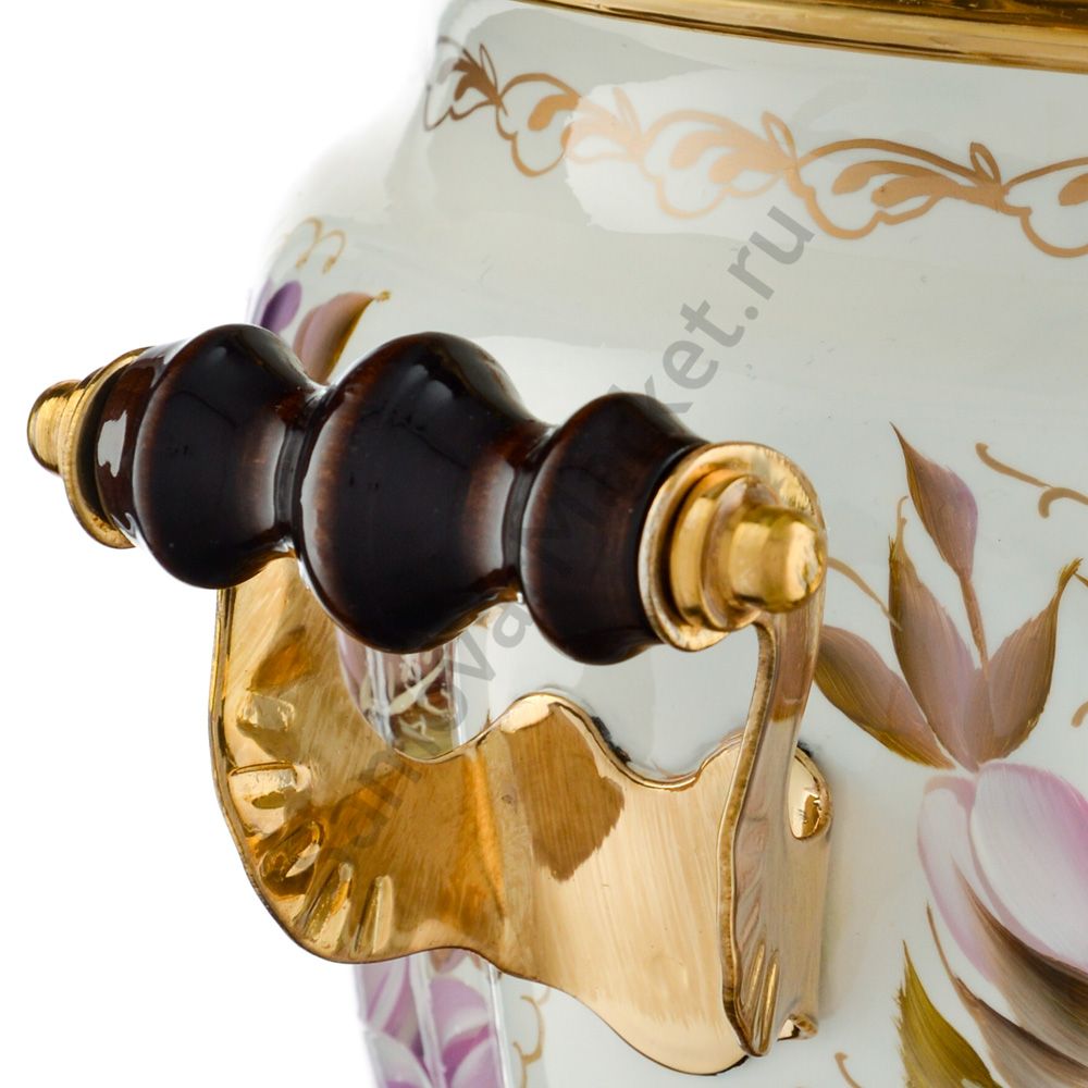 Самовар электрический 3 литра с художественной росписью «Лилии на белом в золоте» формы «Рюмка» Самовар электрический 3 литра с художественной росписью «Лилии на белом в золоте» формы «Рюмка»