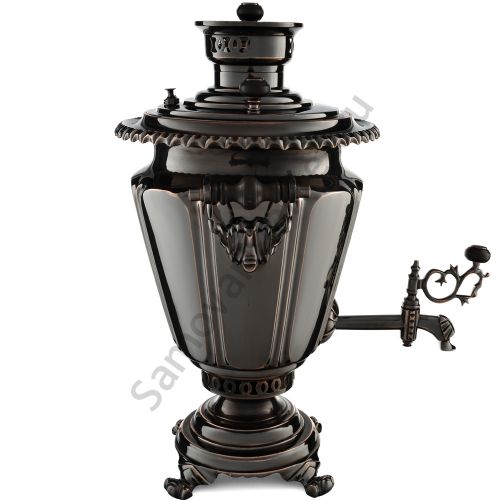 Самовар антикварный на дровах 5,5 литра формы «Рюмка» Тейле, с трубой, чёрный никель