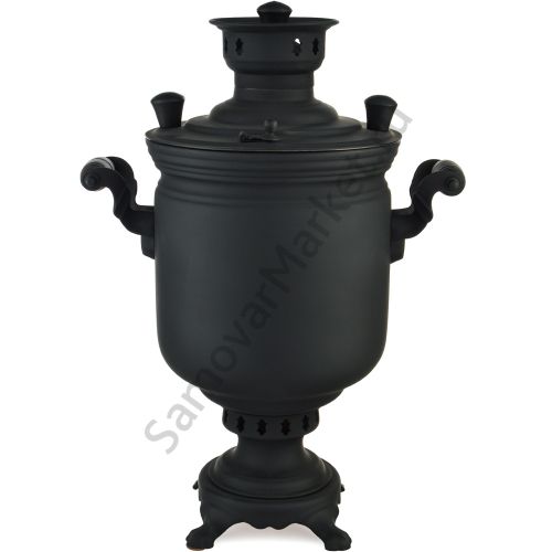 Самовар на дровах 5 литров формы «Банка с гербом РФ», категория «Эксклюзив», «Графит»