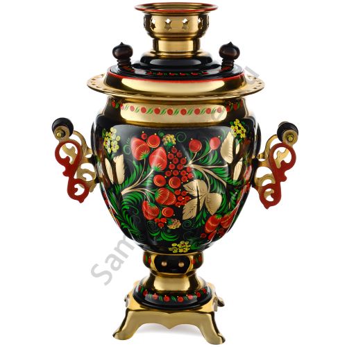 Самовар электрический 3 л с авто.откл., худ.росписью «Хохлома с ягодами в зелени №2» формы «Жёлудь»