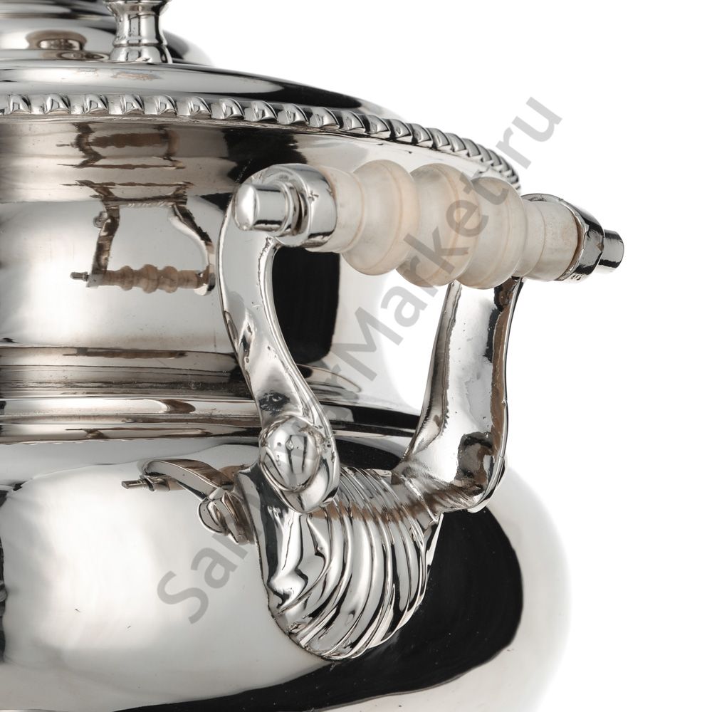 Самовар антикварный на дровах 6 литров формы «Репка» И.Ф. Капырзина, серебристый Самовар антикварный на дровах 6 литров формы «Репка» И.Ф. Капырзина, серебристый