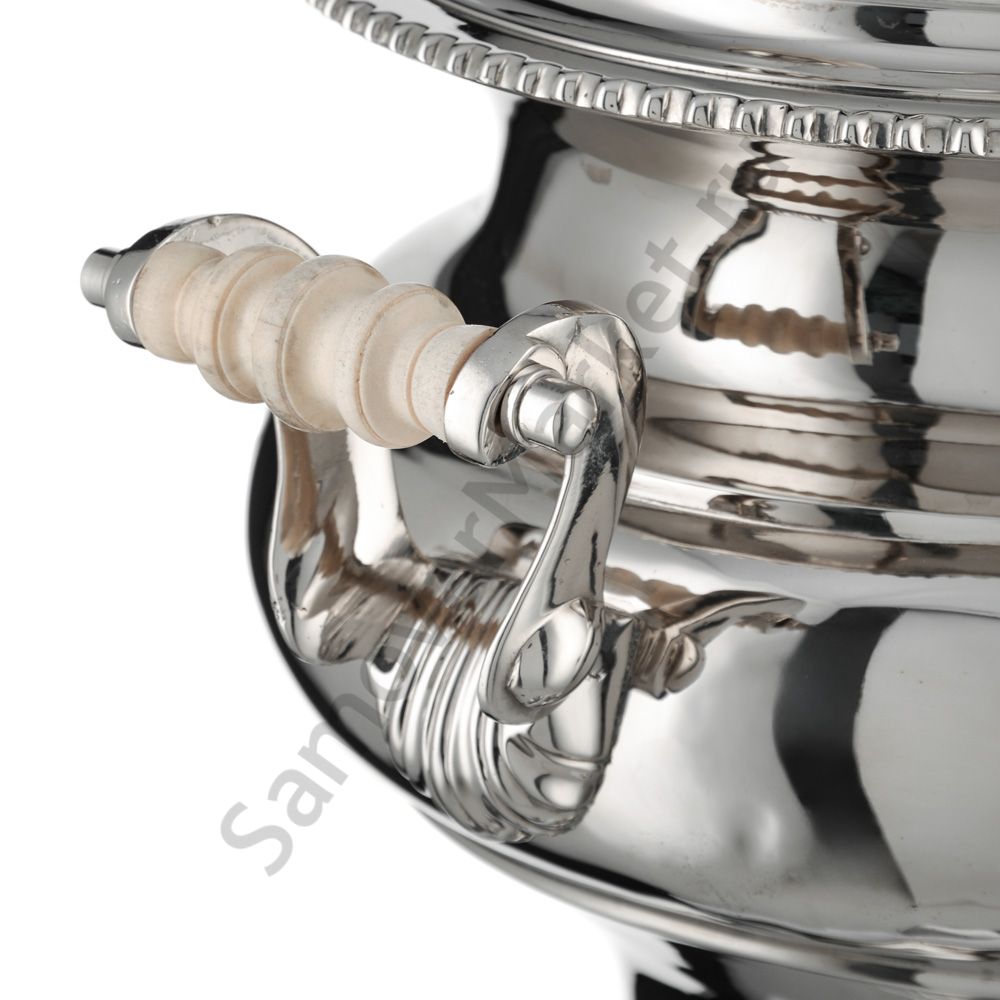 Самовар антикварный на дровах 6 литров формы «Репка» И.Ф. Капырзина, серебристый Самовар антикварный на дровах 6 литров формы «Репка» И.Ф. Капырзина, серебристый