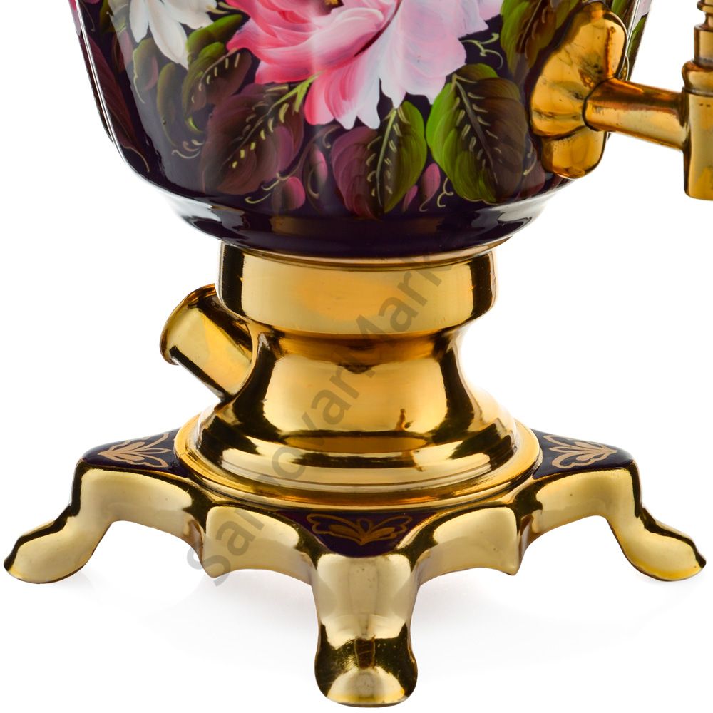 Самовар электрический 3 литра с художественной росписью «Букет на фиолетовом в золоте» формы «Рюмка» Самовар электрический 3 литра с художественной росписью «Букет на фиолетовом в золоте» формы «Рюмка»