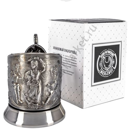 Подстаканник никелированный с чернью «Русские пляски»