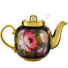 Чайник большой заварочный для самовара с художественной росписью «Пионы на чёрном в золоте»