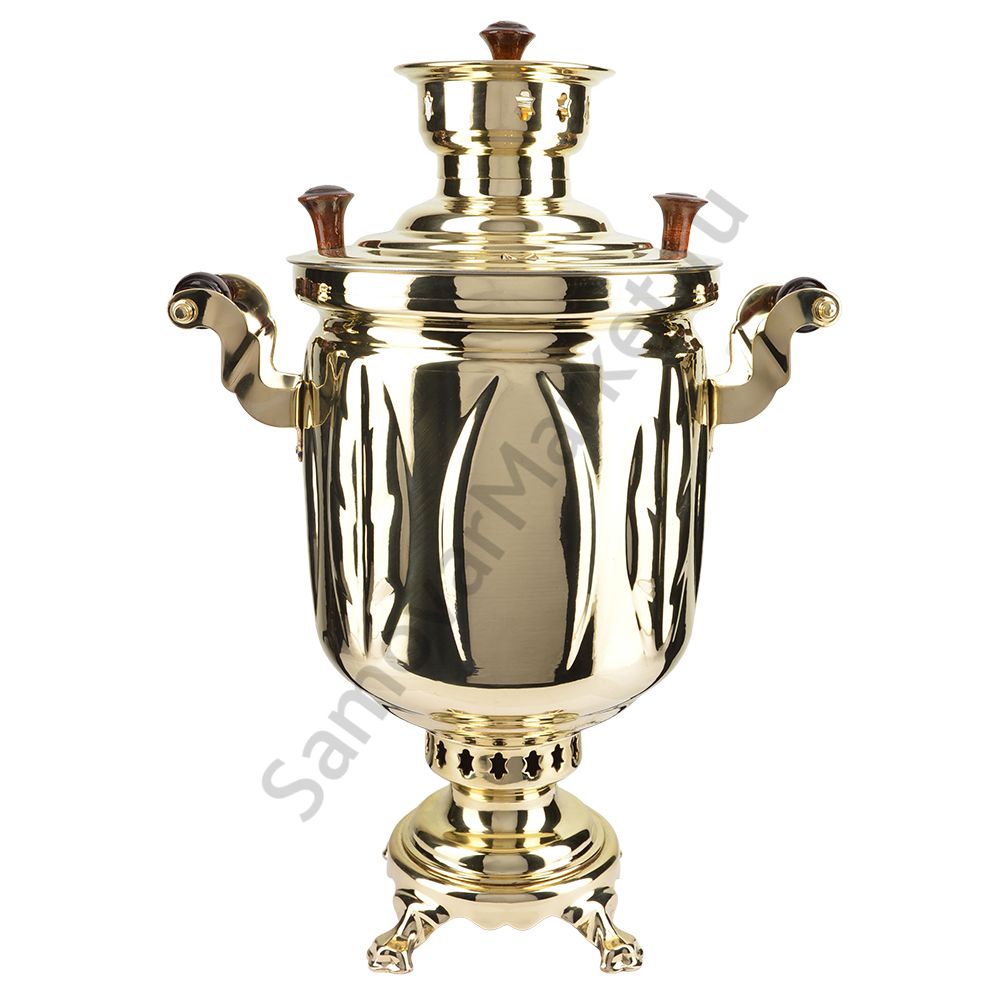 Самовар на дровах 5 литров формы «Банка с листьями», золотой, категория «Люкс» Самовар на дровах 5 литров формы «Банка с листьями», золотой, категория «Люкс»