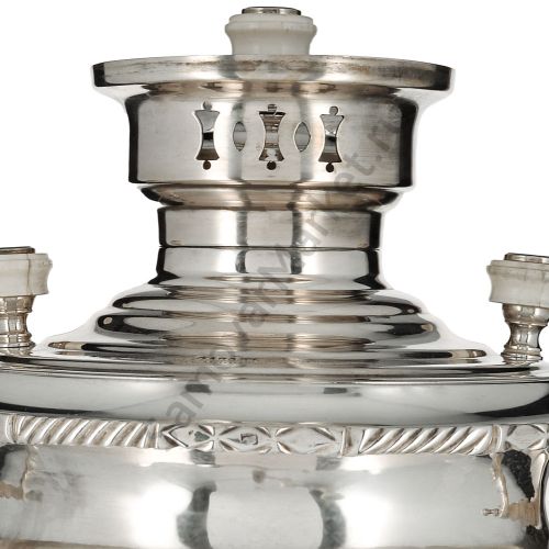 Самовар антикварный на дровах 4 литра формы «Рюмка» Шапошникова, фурнитура кость,посеребрённый 