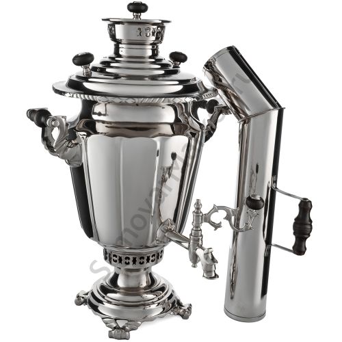 Самовар антикварный комбинированный 6 литров формы «Рюмка гранная» Воронцовых, с трубой, серебристый