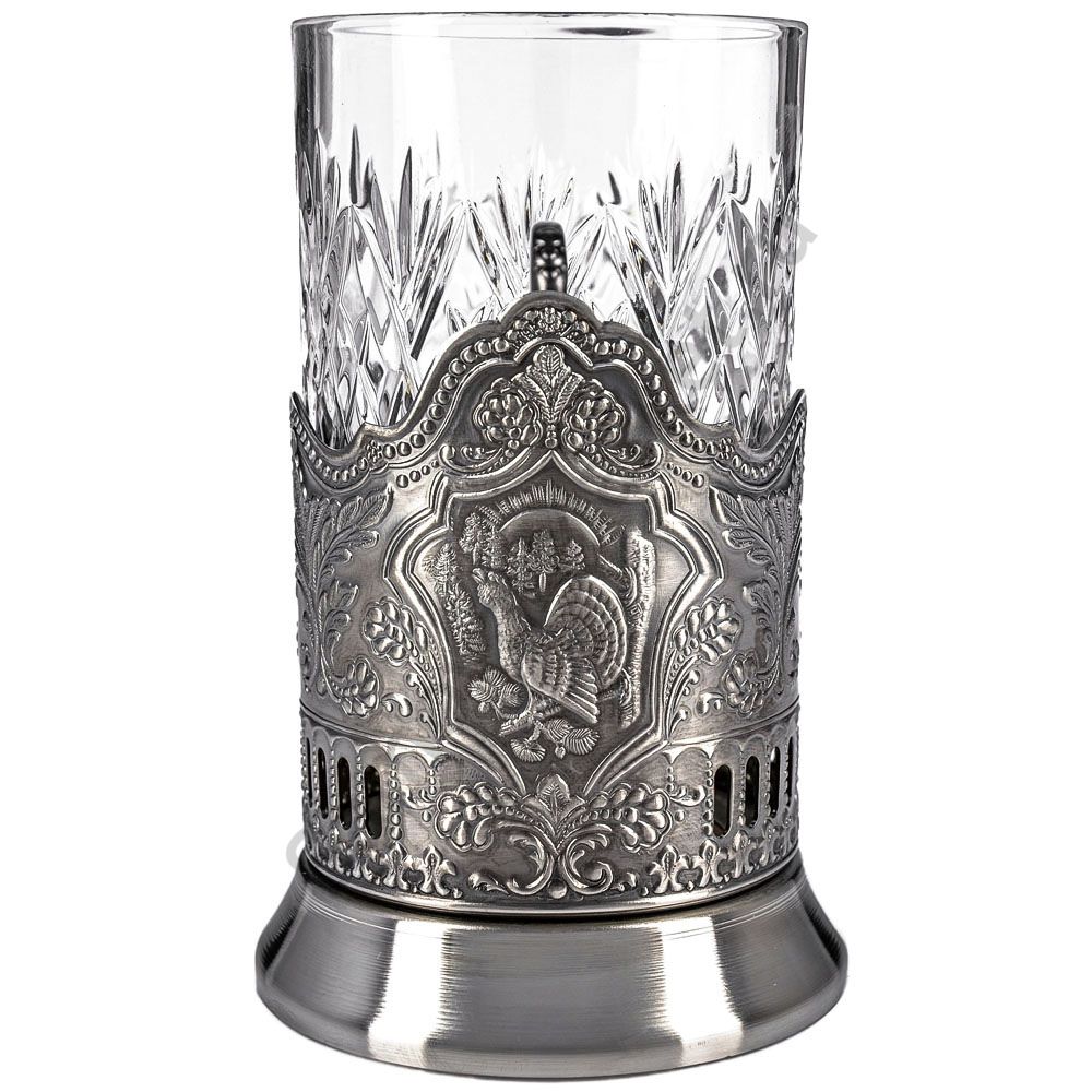 Подстаканник никелированный с чернью «Глухарь» Подстаканник никелированный с чернью «Глухарь»