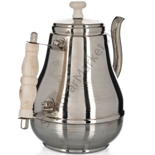 Чайник заварочный для самовара большой 1 литр, фурнитура кость, серебристый 