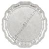 Поднос для самовара круглый с фигурным вырезом края с гравировкой, серебристый, уценка 