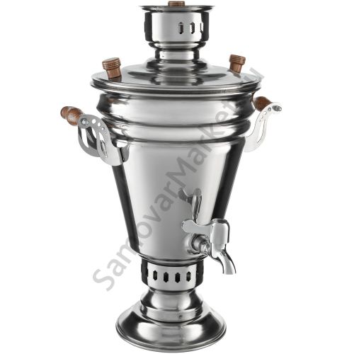 Самовар на дровах 5 литров формы «Конус», нержавеющая сталь, серебристый 