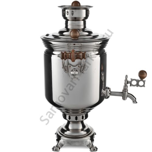 Самовар на дровах 5 литров формы «Банка», серебристый, категория «Дачный»