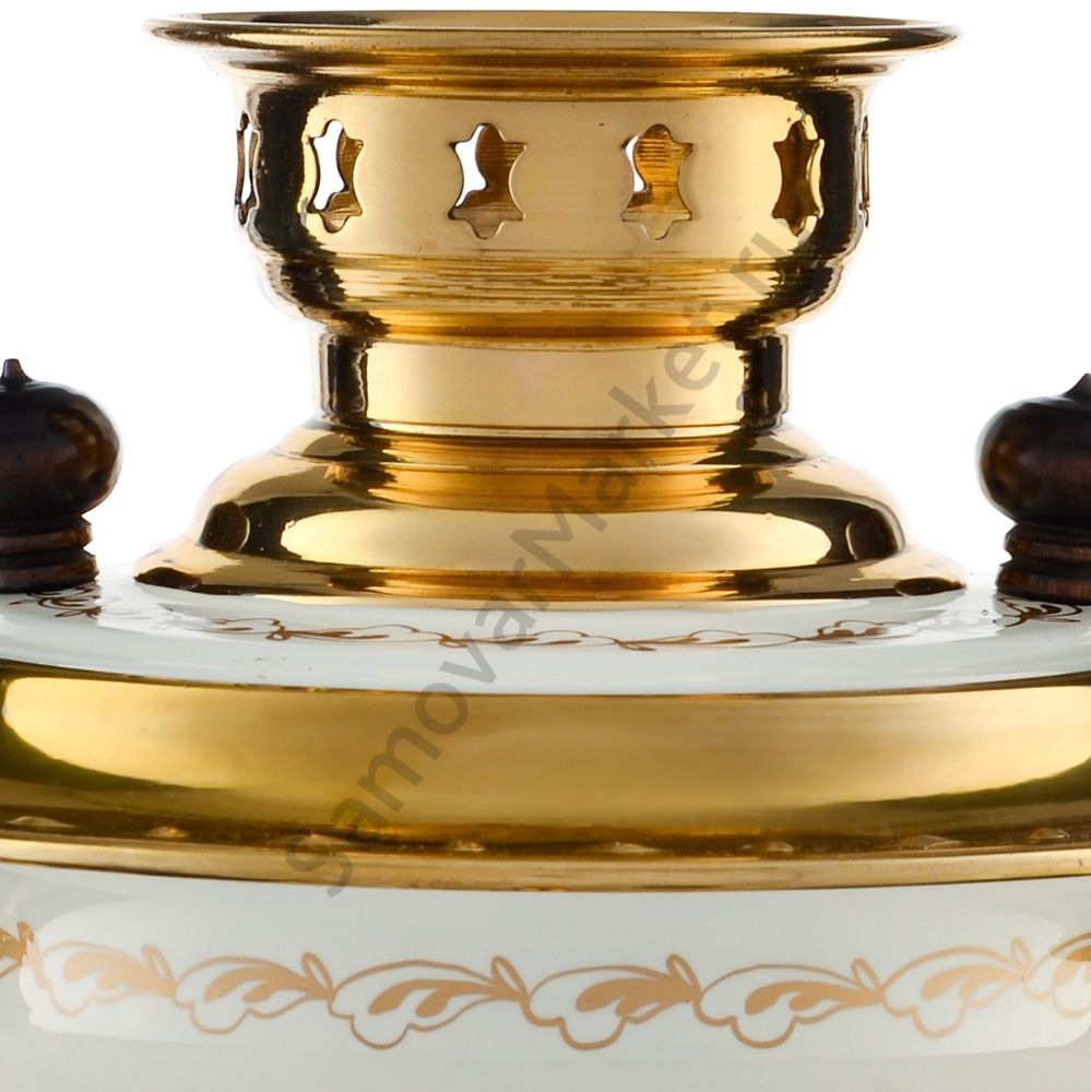 Самовар электрический 3 литра с художественной росписью «Лилии на белом в золоте» формы «Рюмка» Самовар электрический 3 литра с художественной росписью «Лилии на белом в золоте» формы «Рюмка»