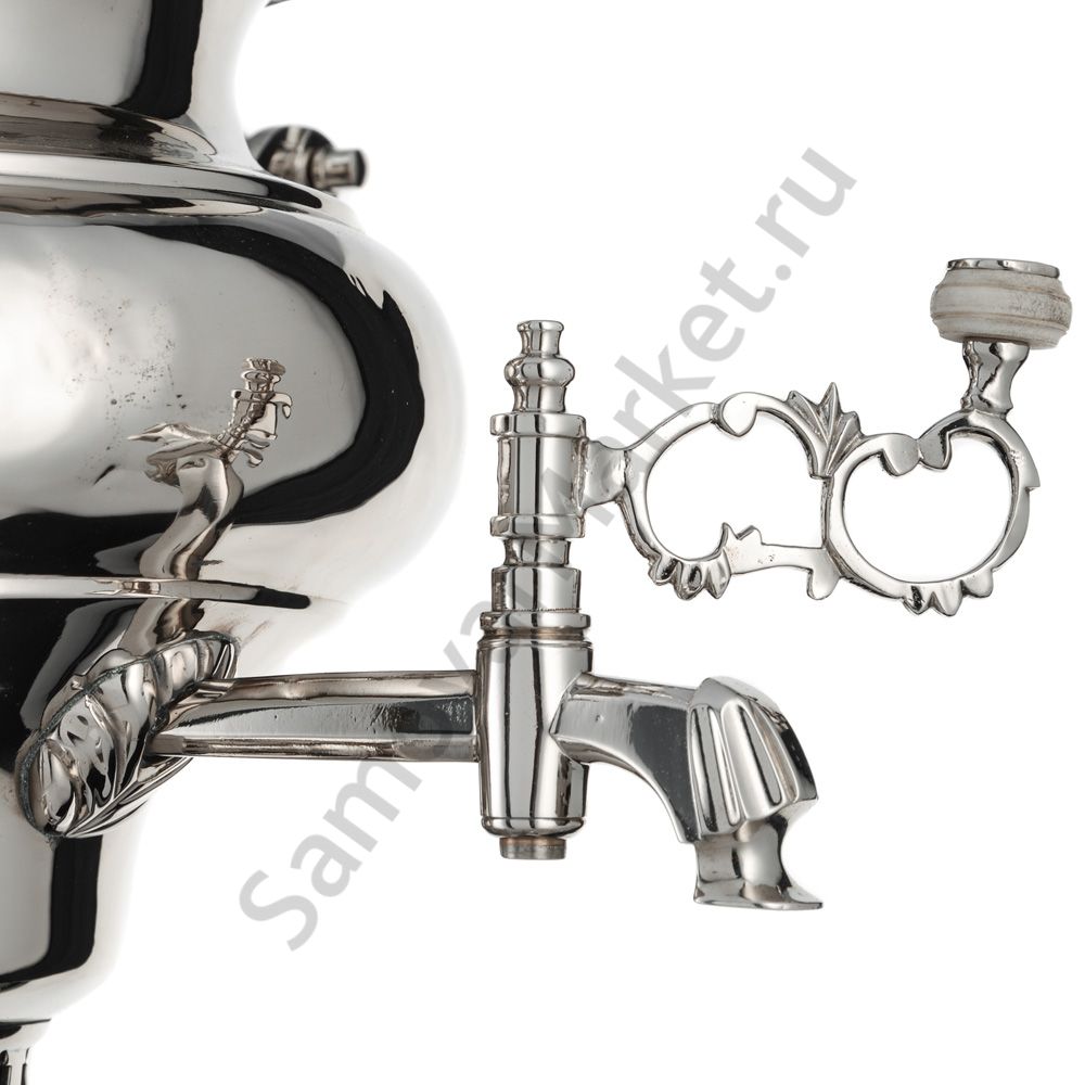 Самовар антикварный на дровах 6 литров формы «Репка» И.Ф. Капырзина, серебристый Самовар антикварный на дровах 6 литров формы «Репка» И.Ф. Капырзина, серебристый