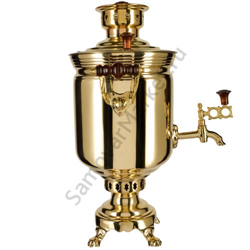 Самовар на дровах 5 литров формы «Банка», золотой, категория «Люкс»