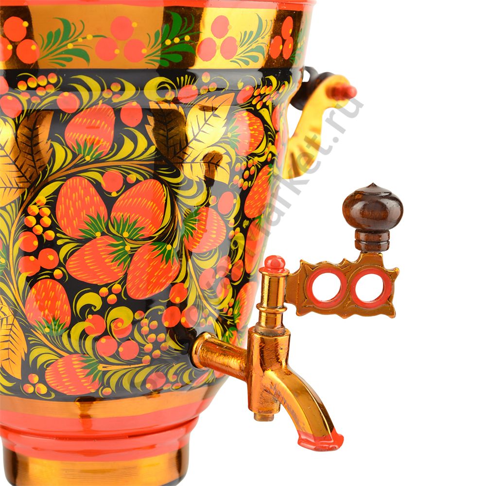 Самовар электрический 3 литра с художественной росписью «Клубника в зелени №2» формы «Рюмка гладкая» Самовар электрический 3 литра с художественной росписью «Клубника в зелени №2» формы «Рюмка гладкая»