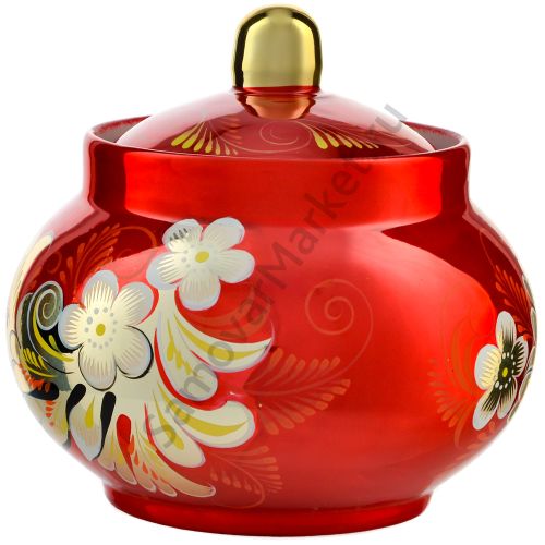Сахарница с художественной росписью «Кудрина красная» Сахарница с художественной росписью «Кудрина красная»