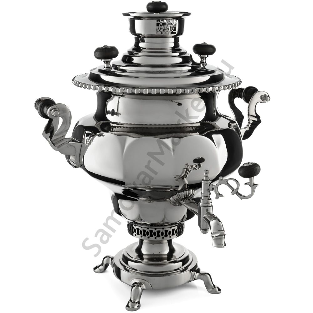 Самовар антикварный на дровах 7,5 литров формы «Ваза гранная» Н.А. Воронцова, с трубой, серебристый Самовар антикварный на дровах 7,5 литров формы «Ваза гранная» Н.А. Воронцова, с трубой, серебристый