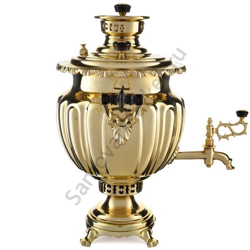 Самовар антикварный на дровах 6,5 литров формы «Ваза дольная», ТПЗ, золотистый