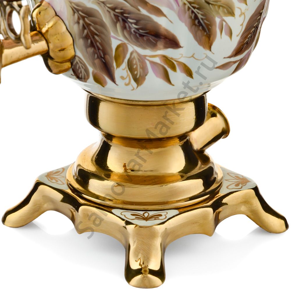 Самовар электрический 3 литра с художественной росписью «Лилии на белом в золоте» формы «Рюмка» Самовар электрический 3 литра с художественной росписью «Лилии на белом в золоте» формы «Рюмка»