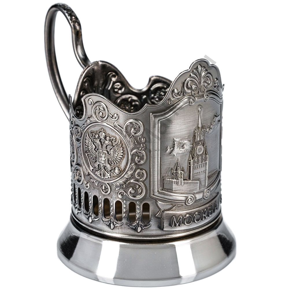 Подстаканник никелированный с чернью «Спасская башня» Подстаканник никелированный с чернью «Спасская башня»